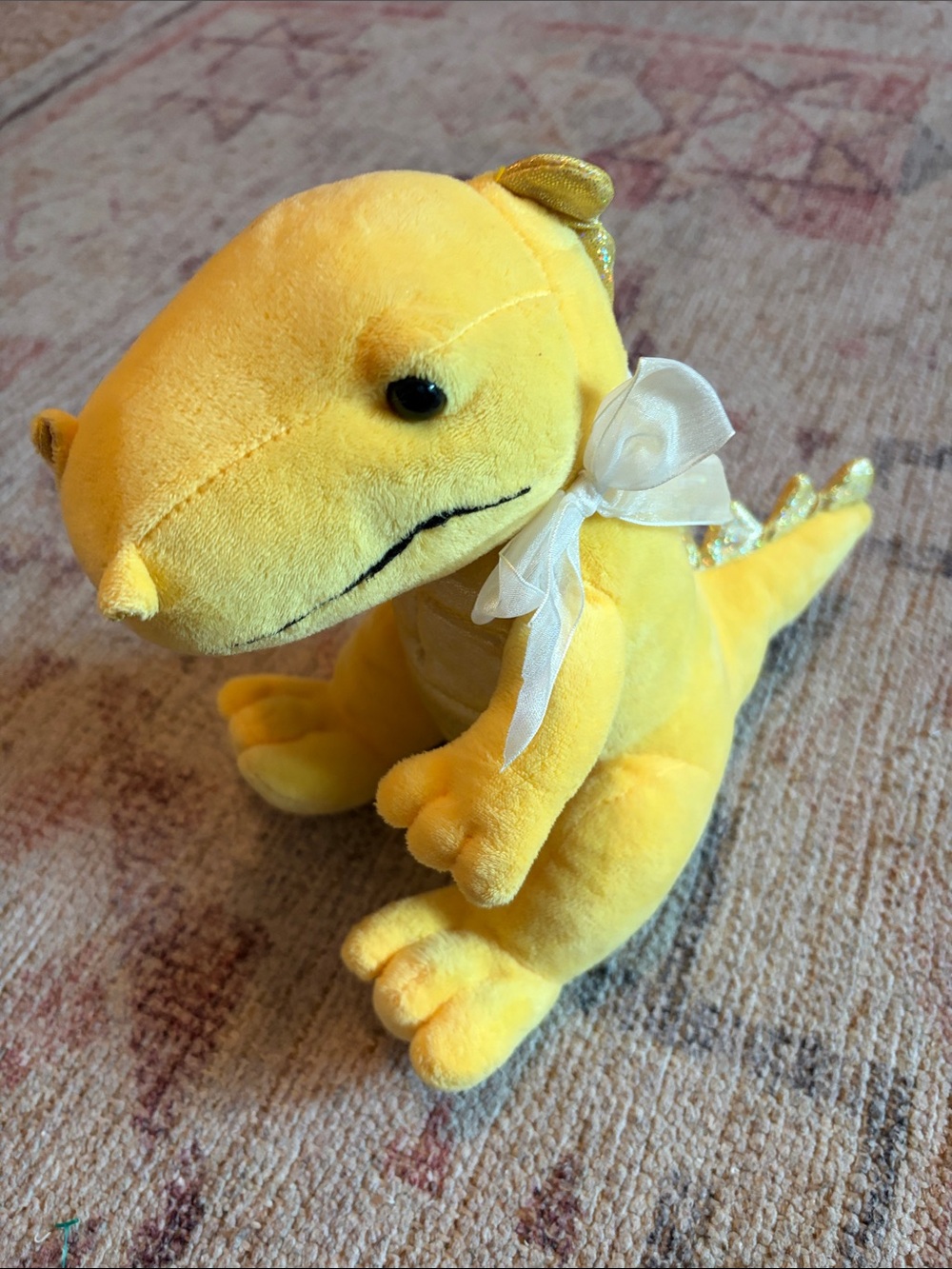Hobby Lobby Yellow Plush Dinosaur with shiny Gold Accents